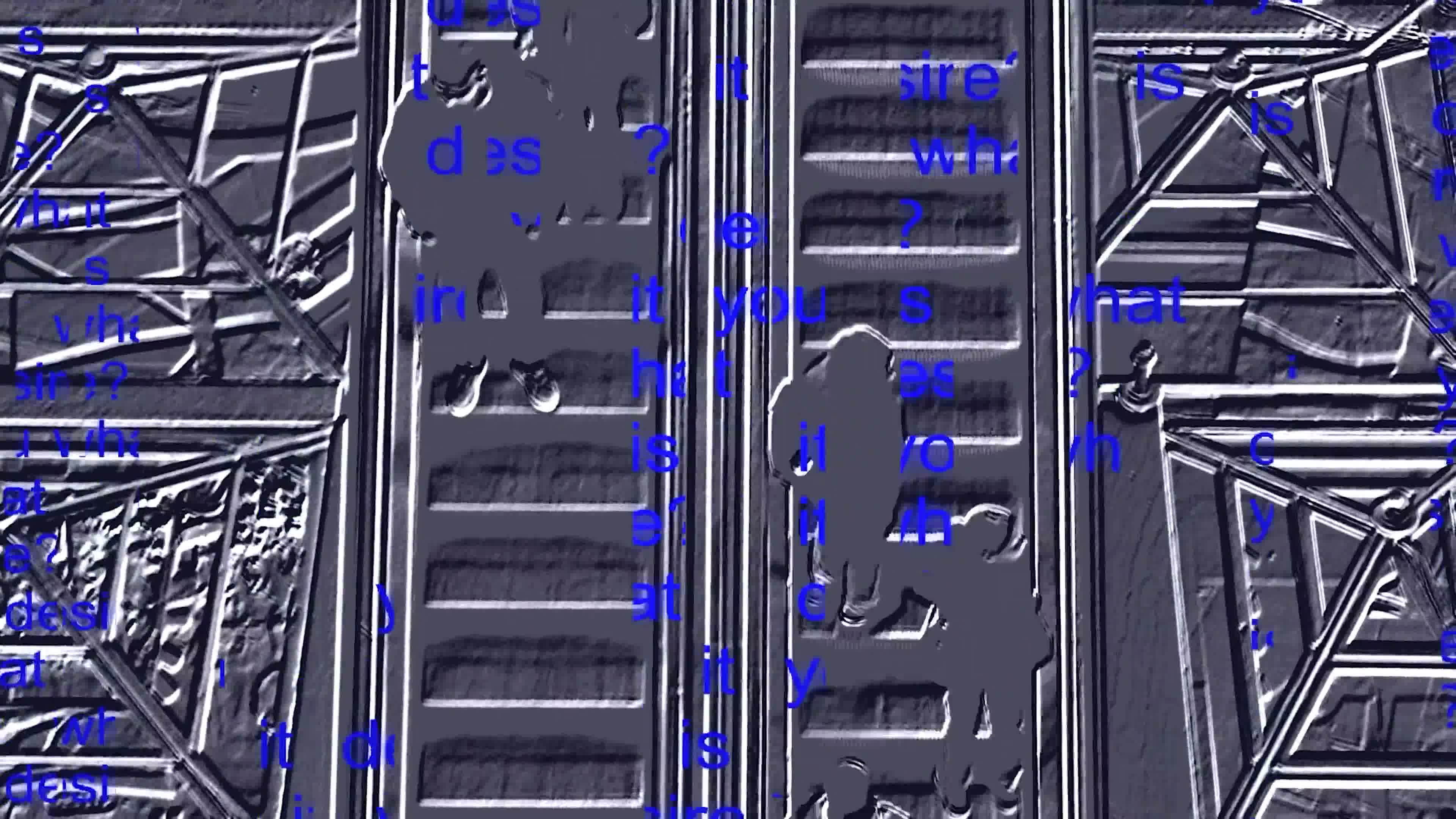 Emboss Text Rain Visualiser